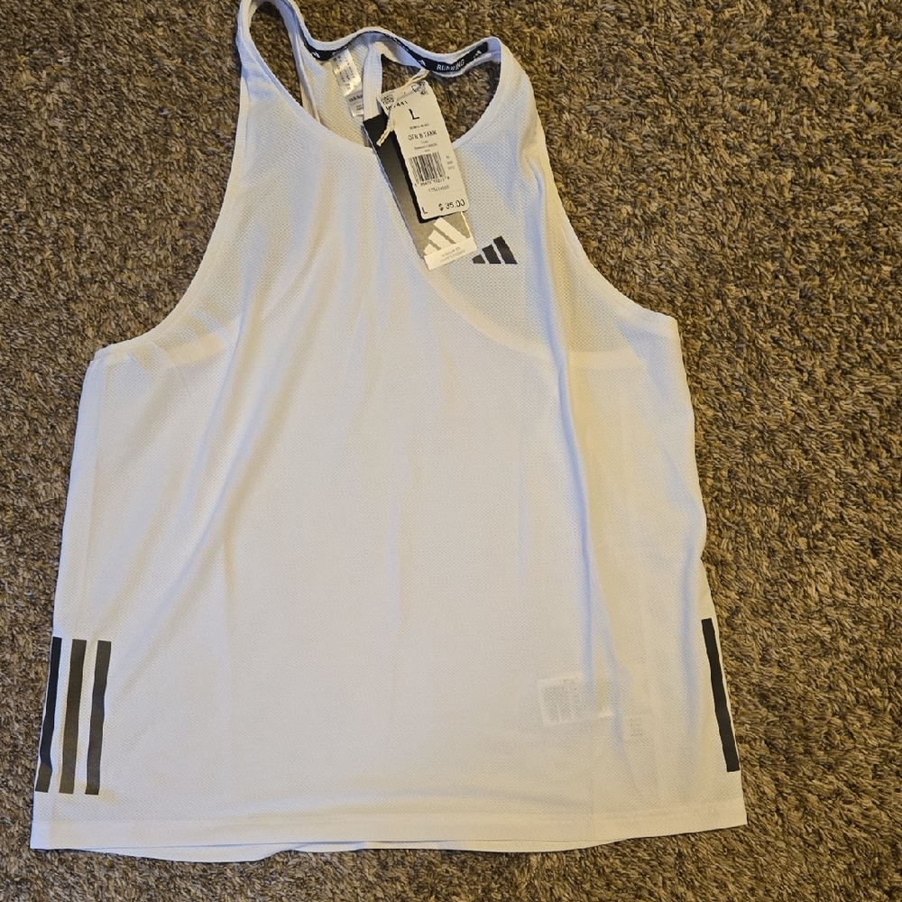 Adidas White Sleeveless Top with Black Accents